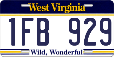 WV license plate 1FB929