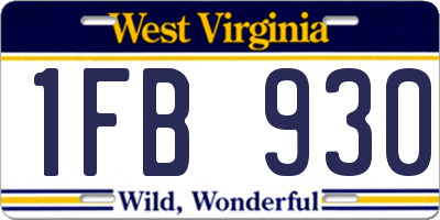 WV license plate 1FB930