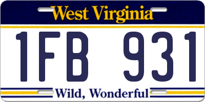 WV license plate 1FB931