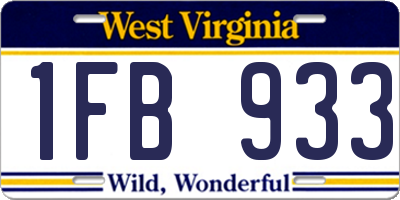 WV license plate 1FB933