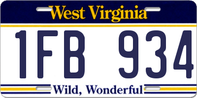 WV license plate 1FB934