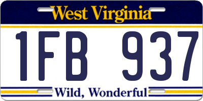 WV license plate 1FB937
