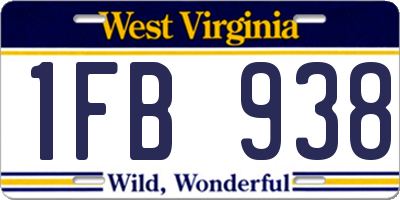 WV license plate 1FB938