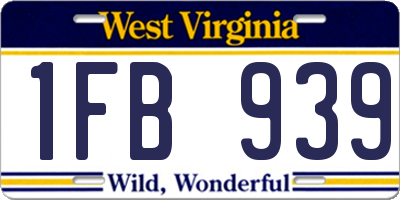 WV license plate 1FB939