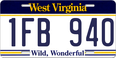 WV license plate 1FB940