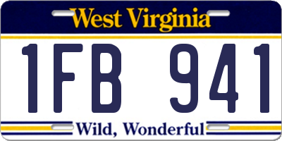WV license plate 1FB941