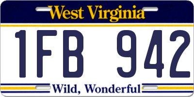 WV license plate 1FB942