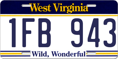 WV license plate 1FB943