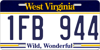 WV license plate 1FB944