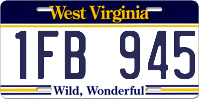 WV license plate 1FB945