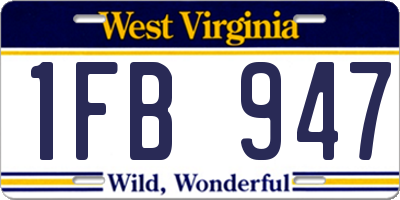 WV license plate 1FB947