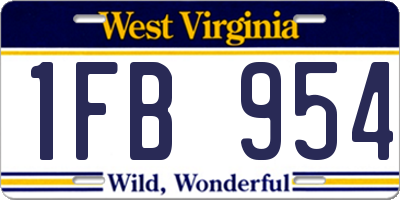 WV license plate 1FB954