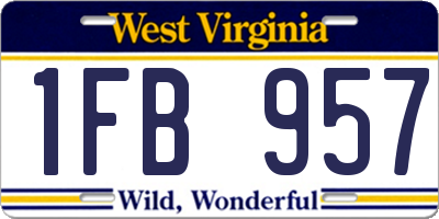 WV license plate 1FB957