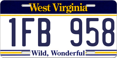 WV license plate 1FB958