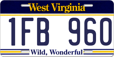 WV license plate 1FB960