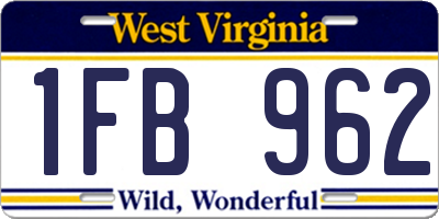 WV license plate 1FB962