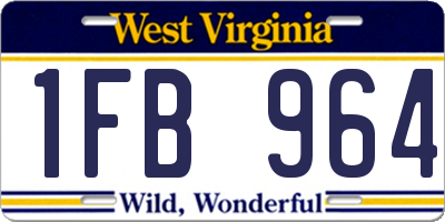 WV license plate 1FB964