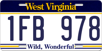 WV license plate 1FB978