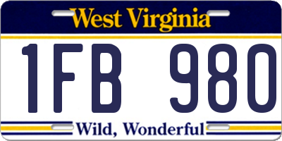 WV license plate 1FB980