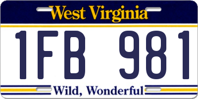 WV license plate 1FB981