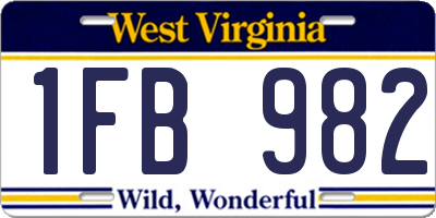 WV license plate 1FB982