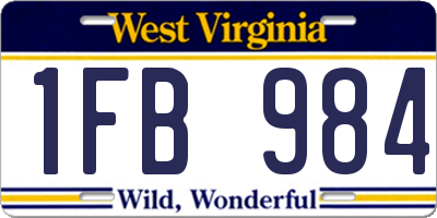 WV license plate 1FB984