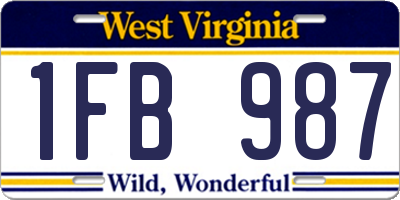 WV license plate 1FB987