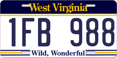 WV license plate 1FB988