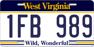 WV license plate 1FB989