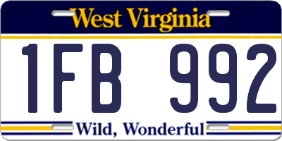 WV license plate 1FB992