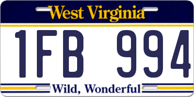 WV license plate 1FB994