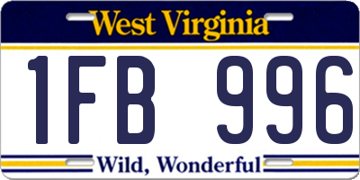 WV license plate 1FB996
