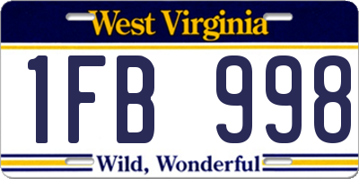 WV license plate 1FB998