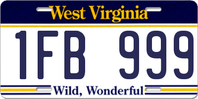 WV license plate 1FB999