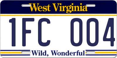 WV license plate 1FC004