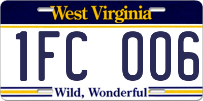 WV license plate 1FC006