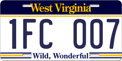 WV license plate 1FC007