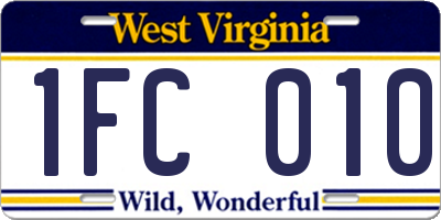 WV license plate 1FC010