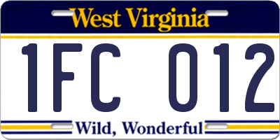 WV license plate 1FC012
