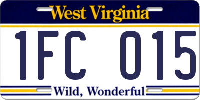 WV license plate 1FC015