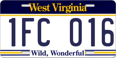 WV license plate 1FC016