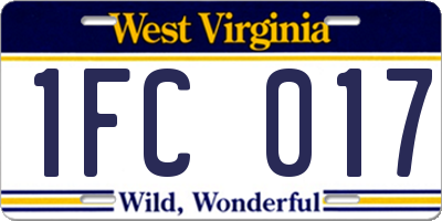 WV license plate 1FC017
