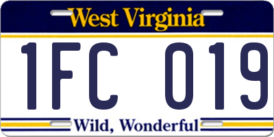WV license plate 1FC019
