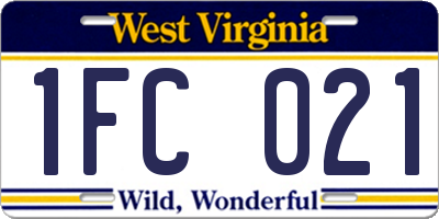 WV license plate 1FC021