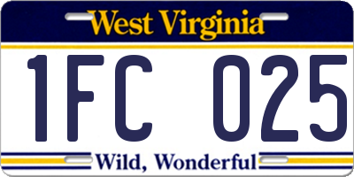 WV license plate 1FC025
