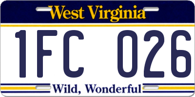 WV license plate 1FC026
