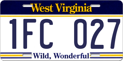 WV license plate 1FC027
