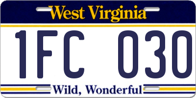 WV license plate 1FC030