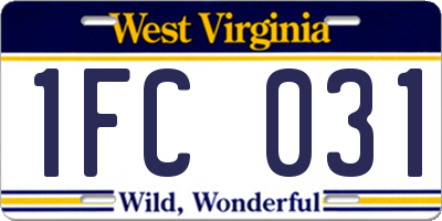 WV license plate 1FC031