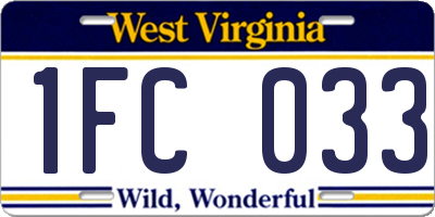 WV license plate 1FC033